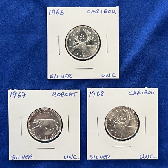 Uncirculated Set of 9 Silver 1960 to 1968 25¢ Canada Quarters! - Picture 7 of 16